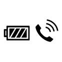 Image d'une icône de batterie et d'une icône de téléphone avec trois lignes courbes au-dessus